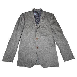 Ted Baker Blazer Sport Jacket Sz.M Gray Linen Blend Career Corporate Office